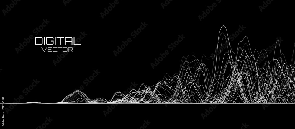 Aufkleber Wave Thin Lines Curve Pattern Background. Minimal Contour Lines Texture. Abstract Vector Illustration.