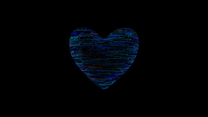 3D Digital Heart Object Made of Light Particles with Trails. Cardiology Concept Banner. Wireframe Low Poly Style Heart Sign. World Heart Day. Modern Technology 3D Vector Illustration.