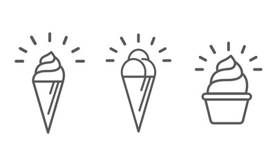 Ice cream outline icons set, simple flat design isolated on white background, vector, illustration.