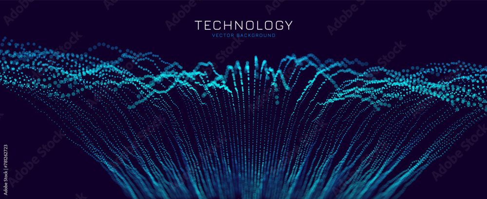 Fototapete Digital Data Flow Vector Background. Big Data Technology Lines. Data Transmission Concept. High Speed Internet. Information Matrix Flow in Virtual Reality Cyberspace. Vector Illustration.