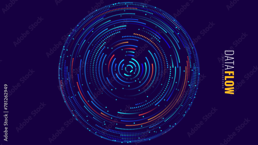 Poster Abstract Circular Pattern Vector Background. Round Colorful Arcs Backdrop. Moving Circles. Vector Illustration. Radial Speed Lines.