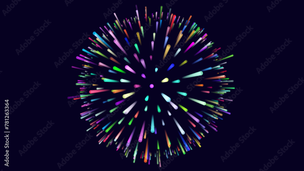 Aufkleber Abstract Colorful Blast Lines. Dynamic Music Particles Flow. Blurred Neon Particles Lights Effect. Music Sound Wave Visualization. Abstract Vector Background. RGB Audio Wave Visualization.
