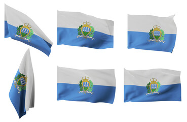 Large pictures of six different positions of the flag of San Marino