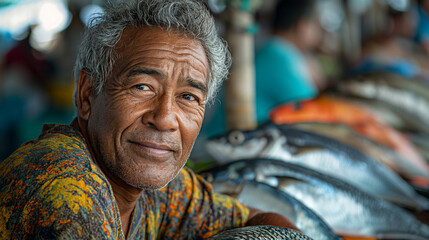 A fish market in Micronesia. - obrazy, fototapety, plakaty