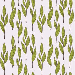 Leaves seamless vector pattern, hand drawn illustration