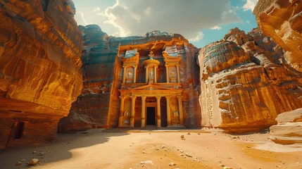 Cercles muraux Vieil immeuble The ancient city of Petra is carved into the rose-red cliffs of Jordan. It is considered a testament to the skill and artistry of the Nabataean city builders.
