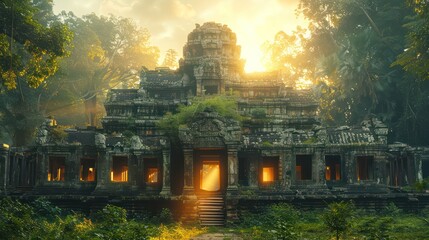 The ancient temples of Angkor Wat were built out of Cambodian forests. It is a testament to the greatness of the Khmer Empire and is a world heritage site. - obrazy, fototapety, plakaty
