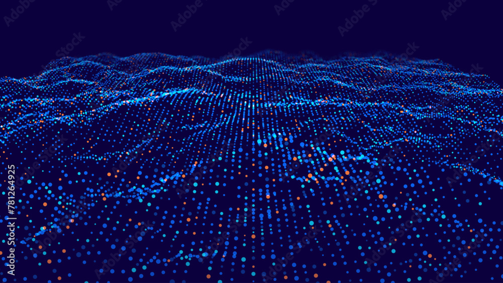 Fototapete Hi Tech Network Connection Grid. 3D Technology Style Baner Design. Technology Vector Illustration. Futuristic Design for Technology or Science Event.