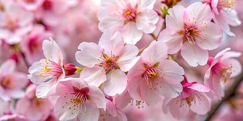 cherry blossoms bloom closeup. pink flowers