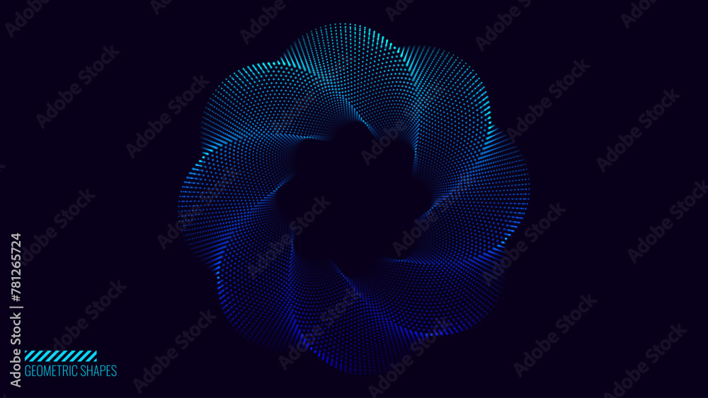 Poster Abstract Blue Fractal Flower Mandala Pattern. Kaleidoscope Design Background. Abstract Sacred Geometry Mysterious Mandala Concept. Vector Illustration.