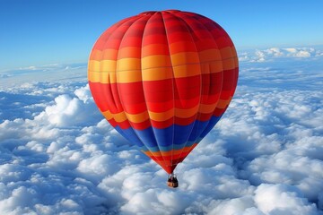 Naklejka premium Hot Air Balloon Flying Above the Clouds