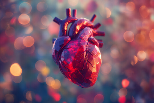 human heart with colorful bokeh background.
