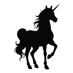 silhouette unicorn standing isolated on white