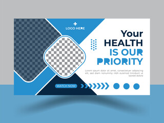 Elegant Medical creative youtube thumbnail design vector template.