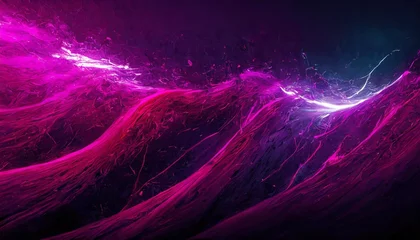 Outdoor-Kissen abstract magenta background poster with dynamic waves technology network vector illustration © William