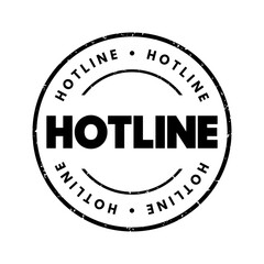 Hotline - a telephone service that is set up for a specific purpose, such as providing support, information, or assistance to callers in need, text concept stamp
