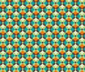 Retro Mid Century 1970s Style Blue Green Orange Brown Vintage Background Pattern
