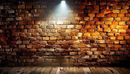 old brick wall texture background with spotlight