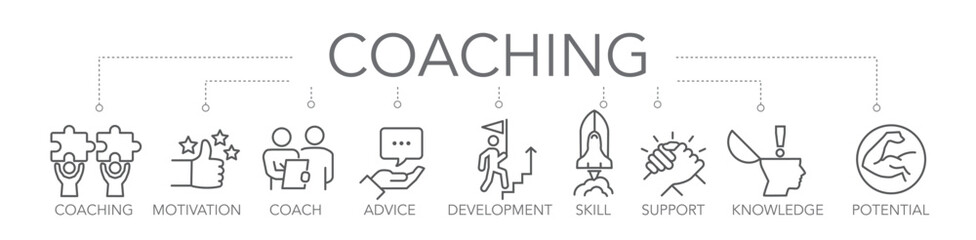 coaching - thin line icons - Personal development concept - 781269383