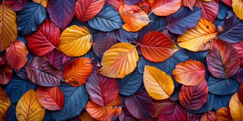 Fototapeta na wymiar Hornbeam leaves decoration, messy and orderly, colorful and beautiful
