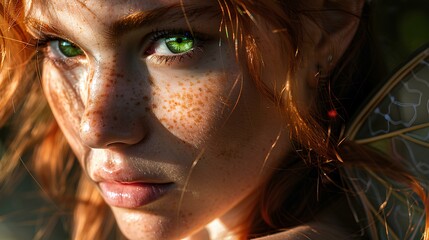 portrait of a woman, beautiful reddish blonde fairy woman