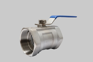 2" ball valve with blue handle on white background