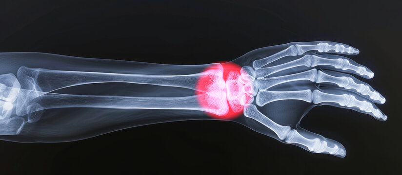 X-ray image of wrist joint front view of normal wrist joint