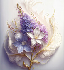 Tapeta kwiaty. Dekoracja na ściane. abstrakcyjny fioletowy kwiat. Wzór kwiatowy