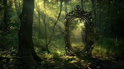 Magical Mirror Ornate Frame - obrazy, fototapety, plakaty