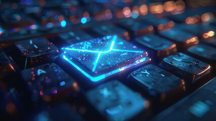 Close-up of a neon-lit keyboard