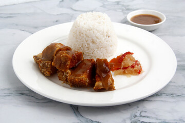 Freshly cooked Filipino food called Lechon Kawali