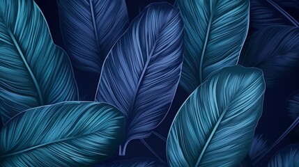 Close-up of luscious blue leaves with prominent textures ideal for high-end botanical presentations