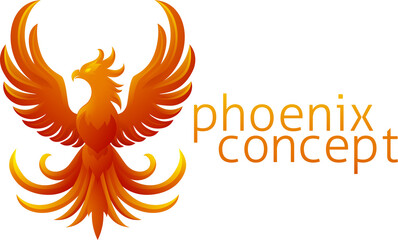Phoenix Fire Bird Rising Wings Spread Eagle