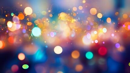 Mesmerizing abstract of colorful bokeh lights with dominant blue and orange hues intermixed