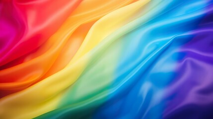 An image that beautifully captures the essence of flowing rainbow hues on a surface resembling smooth silk, invoking feelings of luxury and elegance