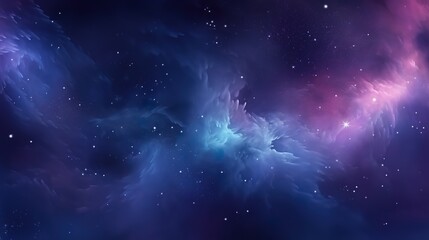 Naklejka premium This visually striking image captures the ethereal beauty of a nebula cloud set against the deep hues of space, illuminated by distant stars