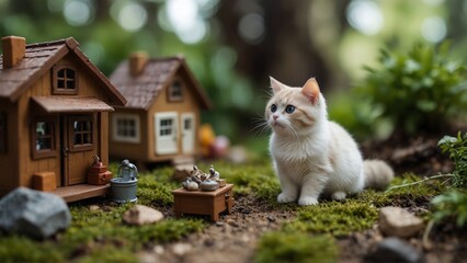 cat on the small house