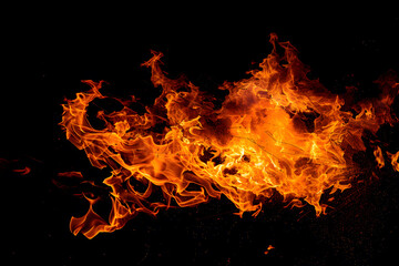 Fire on black background.