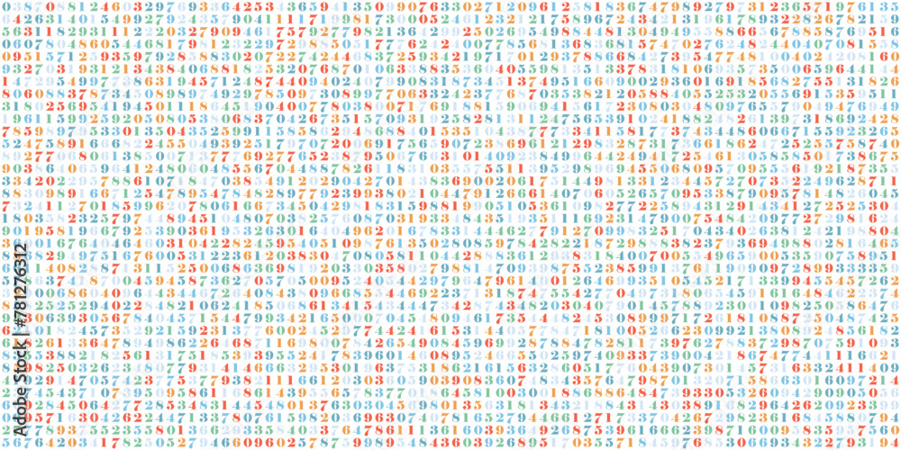 Aufkleber Mathematics Background - Binary Numbers in Random Pattern with Random Highlights. Colorful School Pattern for Children. Multicolor Math Physics Programming Algorithm Vector Illustration.