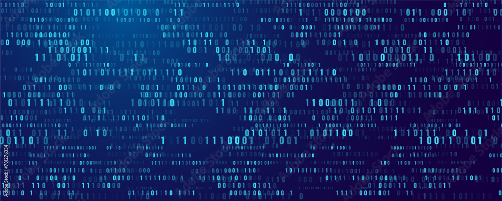 Fototapete Abstract Numbers Matrix Background. Binary Computer Machine Code. Coding Programming Hacker Concept. Computer Science or Network Security Education Vector Background Illustration.