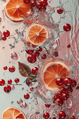 Fresh Berries and Citrus Splash in Water