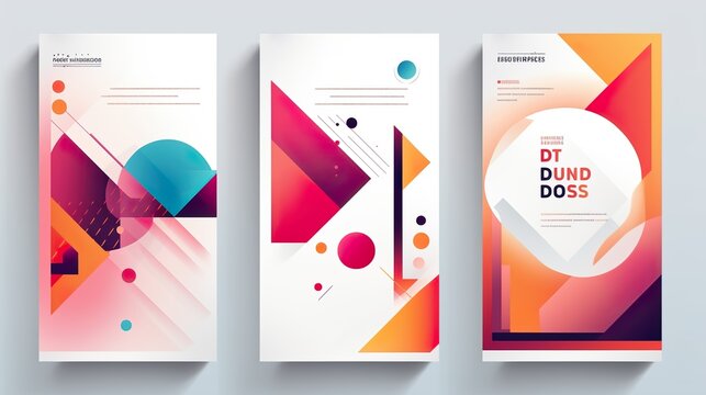 Modern flyer design with abstract triangles, circles, and dynamic composition, highlighting contemporary typographic elements