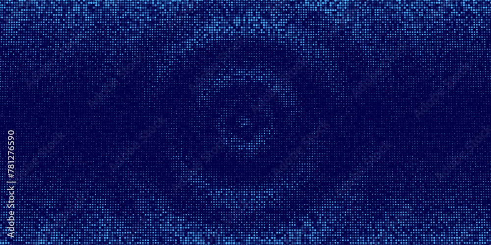 Poster Abstract Digital Circles of Particles with Noise. Futuristic Circular Sound Wave. Big Data Visualization. 3D Virtual Space VR Cyberspace. Crypto Currency Concept. Vector Illustration.