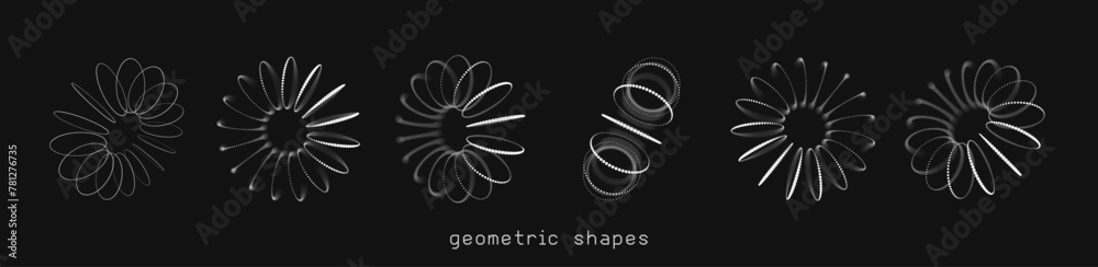 Aufkleber 3D Torus Dots and Lines. Electromagnetic Force Field Concept. Science Physics Background. Vector Illustration. Energy Fields Torus Objects Design Elements.