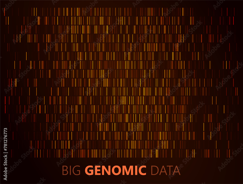 Aufkleber Big Genomic Data Visualization. DNA Test, Genom Map Analysis Visualization. Vector Template.