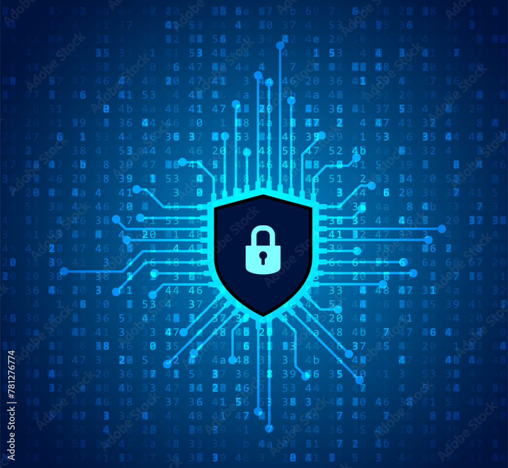 Poster cyber security icon. shield security lock. vector illustration.