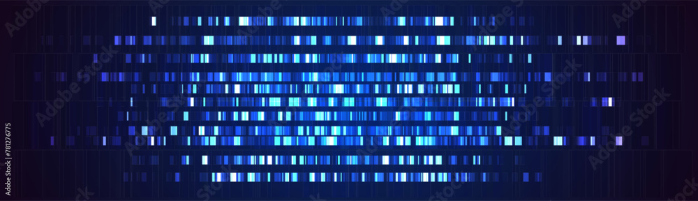 Poster Big Genomic Data Visualization. DNA Test, Genome Map Analysis Visualization. Science Background. Vector Illustration.