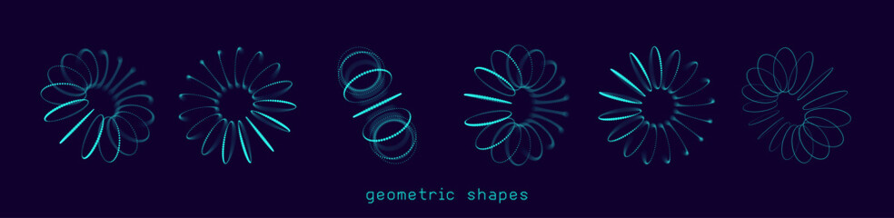 3D Torus Dots and Lines. Electromagnetic Force Field Concept. Science Physics Background. Vector Illustration. Energy Fields Torus Objects Design Elements.