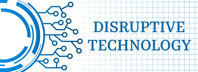 Disruptive Technology Tech Circle Circuit Blue Horizontal Text 