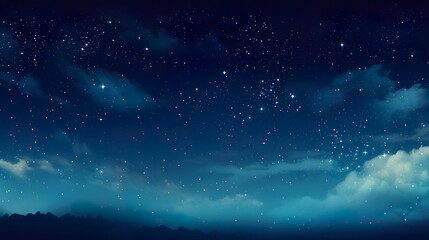 Naklejka premium A beautiful night canvas featuring scattered stars peeking through drifting clouds, ideal for creative projects